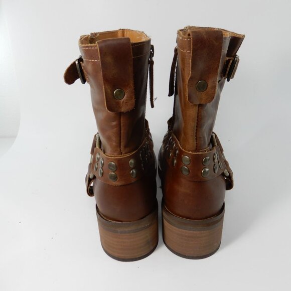 DINGO Anarchy Moto Boots Bootie Size 8.5 Brown Leather Harness Studs NEW - Picture 9 of 15